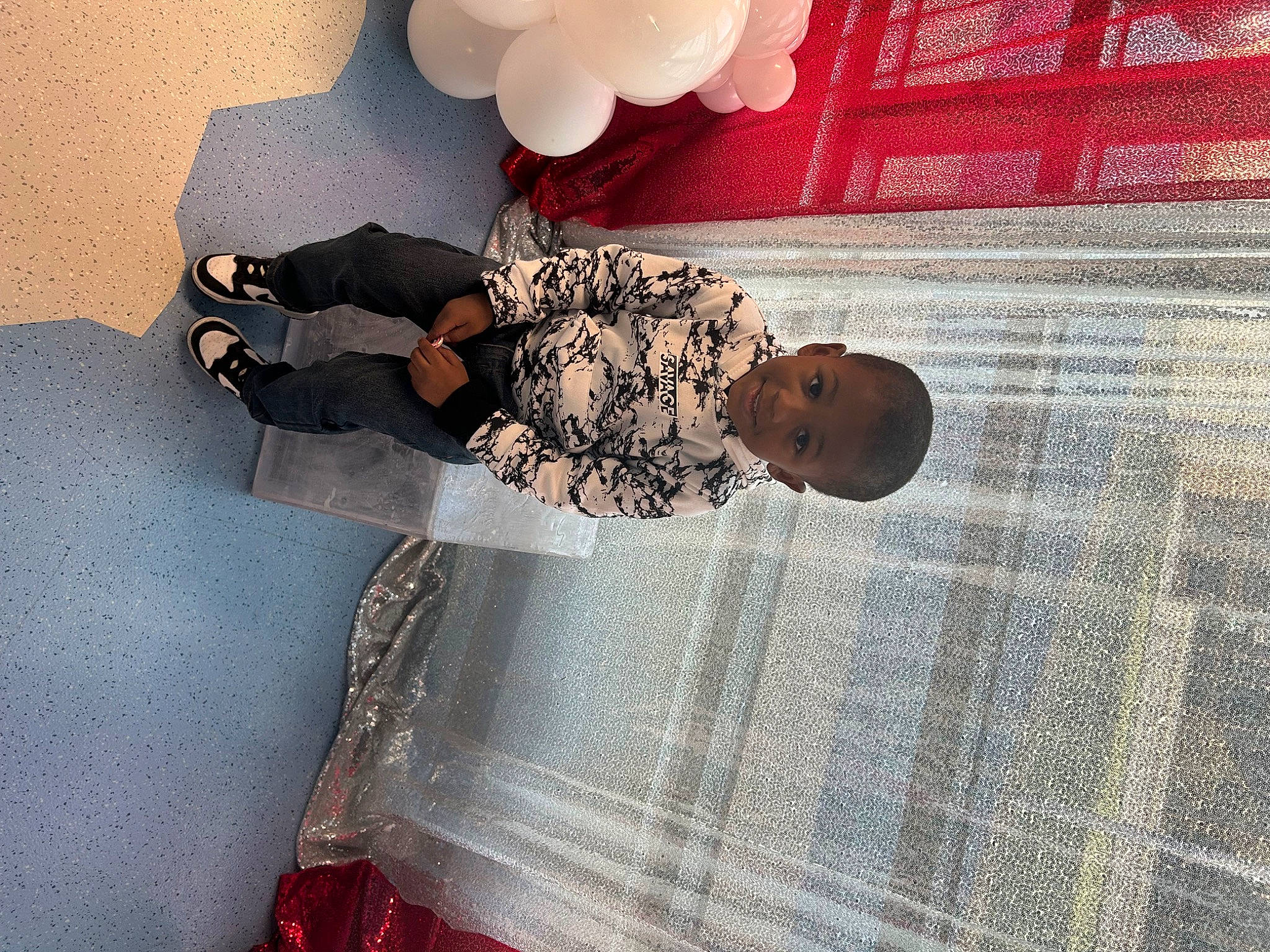 Jasiah joined the competition — help win amazing prizes! automotive_exterior, automotive_lighting, balloon, bumper, fashion_design, flash_photography, flooring, fun, human_leg, joy, knee, leisure, pattern, person, shadow, textile, thigh, tints_and_shades, vehicle_door, waist