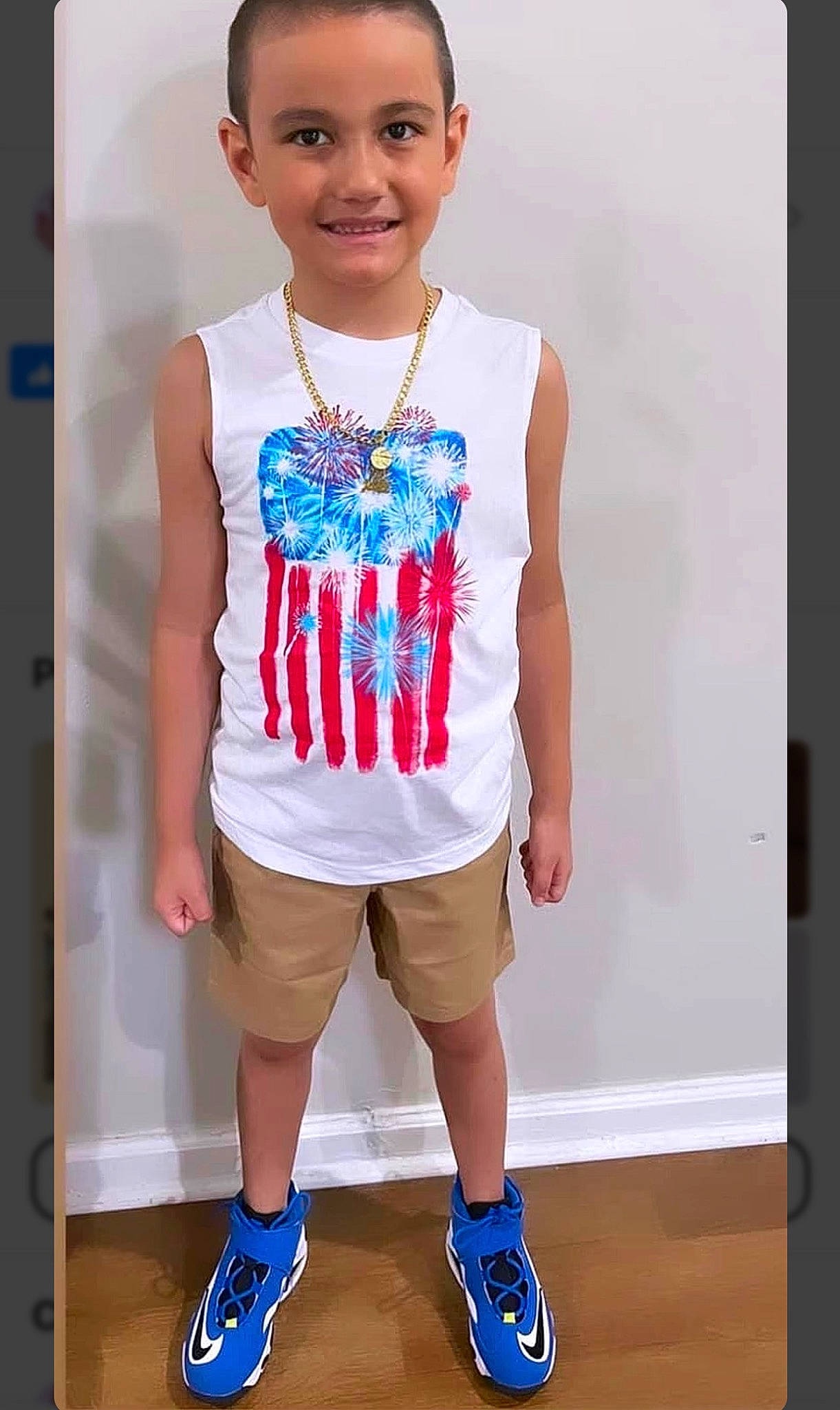 Joell F joined the competition — help win amazing prizes! baby_toddler_clothing, child, electric_blue, face, fashion_design, happy, human_leg, jersey, joy, neck, pattern, person, shorts, sleeve, smile, sportswear, t_shirt, thigh, toddler, trunk