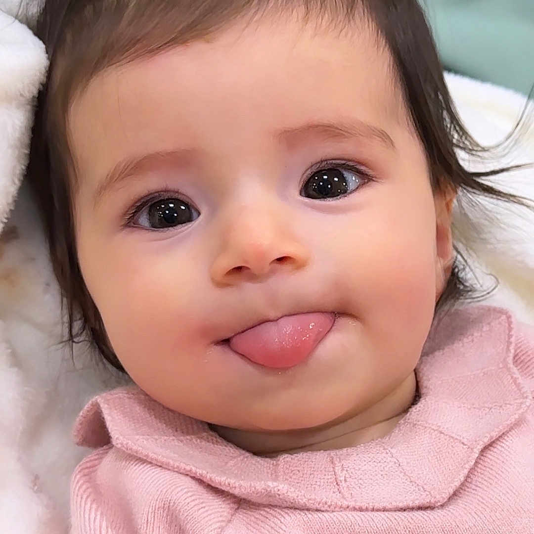 Dora joined the competition — help win amazing prizes! baby, babylaughing, bodypart, clothing, face, finger, hand, happy, head, knitwear, laughing, mouth, newborn, person, photography, portrait, smile, sweater, teeth, tongue