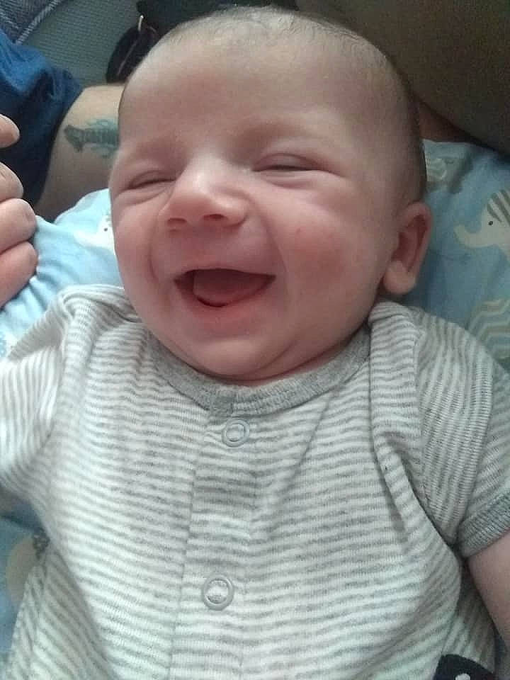 Colin Jr joined the competition — help win amazing prizes! baby, baby_laughing, baby_making_funny_faces, cheek, child, chin, cool, ear, face, facial_expression, forehead, happy, head, laugh, lip, mouth, nose, person, skin, smile