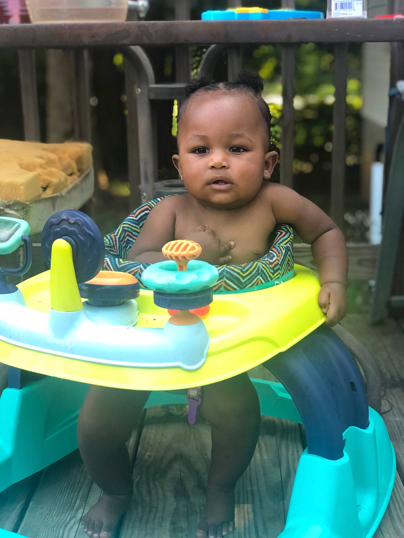Nevaeh is registered to the contest to win money with this photo: baby, baby_products, baby_toddler_clothing, chair, child, event, food, fun, green, happy, leisure, party, person, plate, play, recreation, sitting, table, toddler, vacation