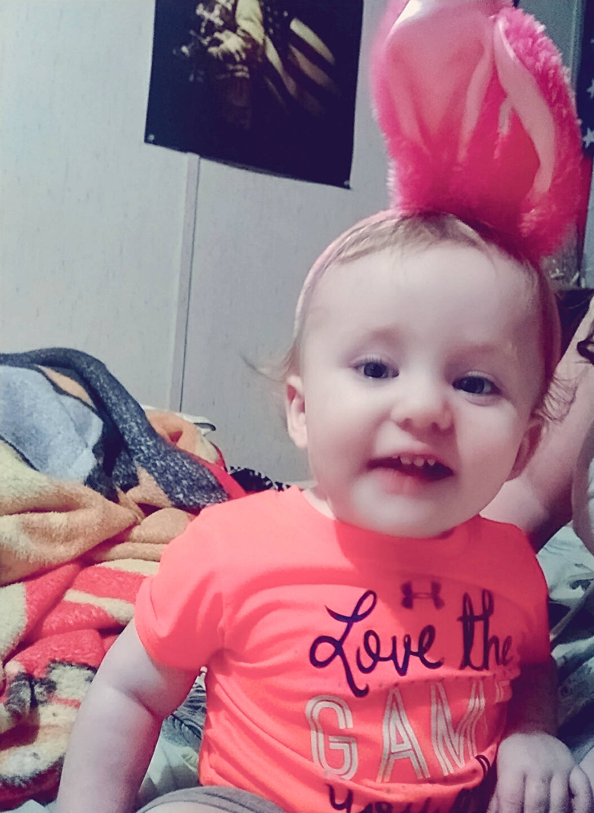 Isabella joined the competition — help win amazing prizes! baby, cheek, child, cool, ear, face, forehead, happy, head, person, pink, skin, smile, t_shirt, toddler