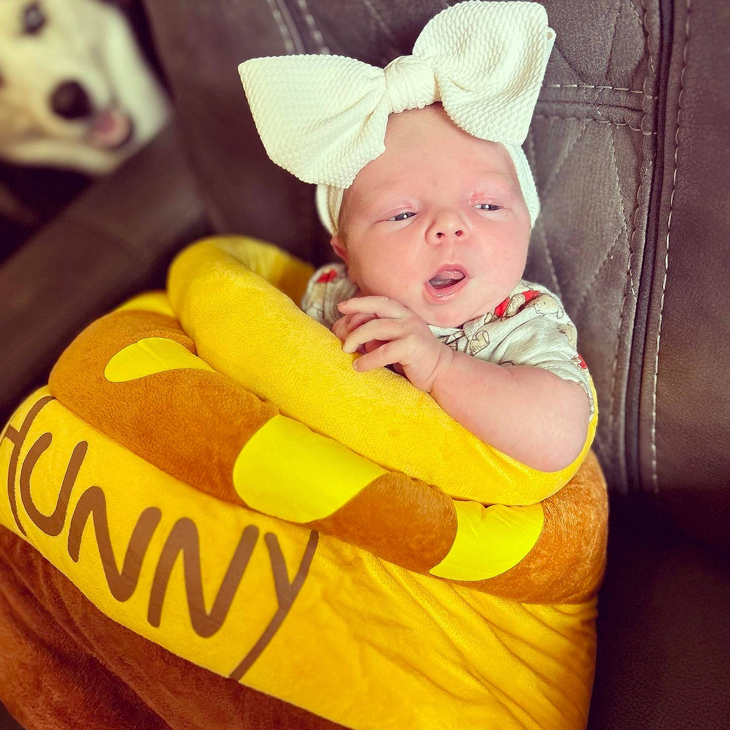 Laura is registered to the contest to win money with this photo: baby, baby_products, baby_toddler_clothing, beanie, cap, child, cool, costume_hat, fashion_accessory, font, fun, happy, person, selfie, sitting, sleeve, smile, t_shirt, toddler, white