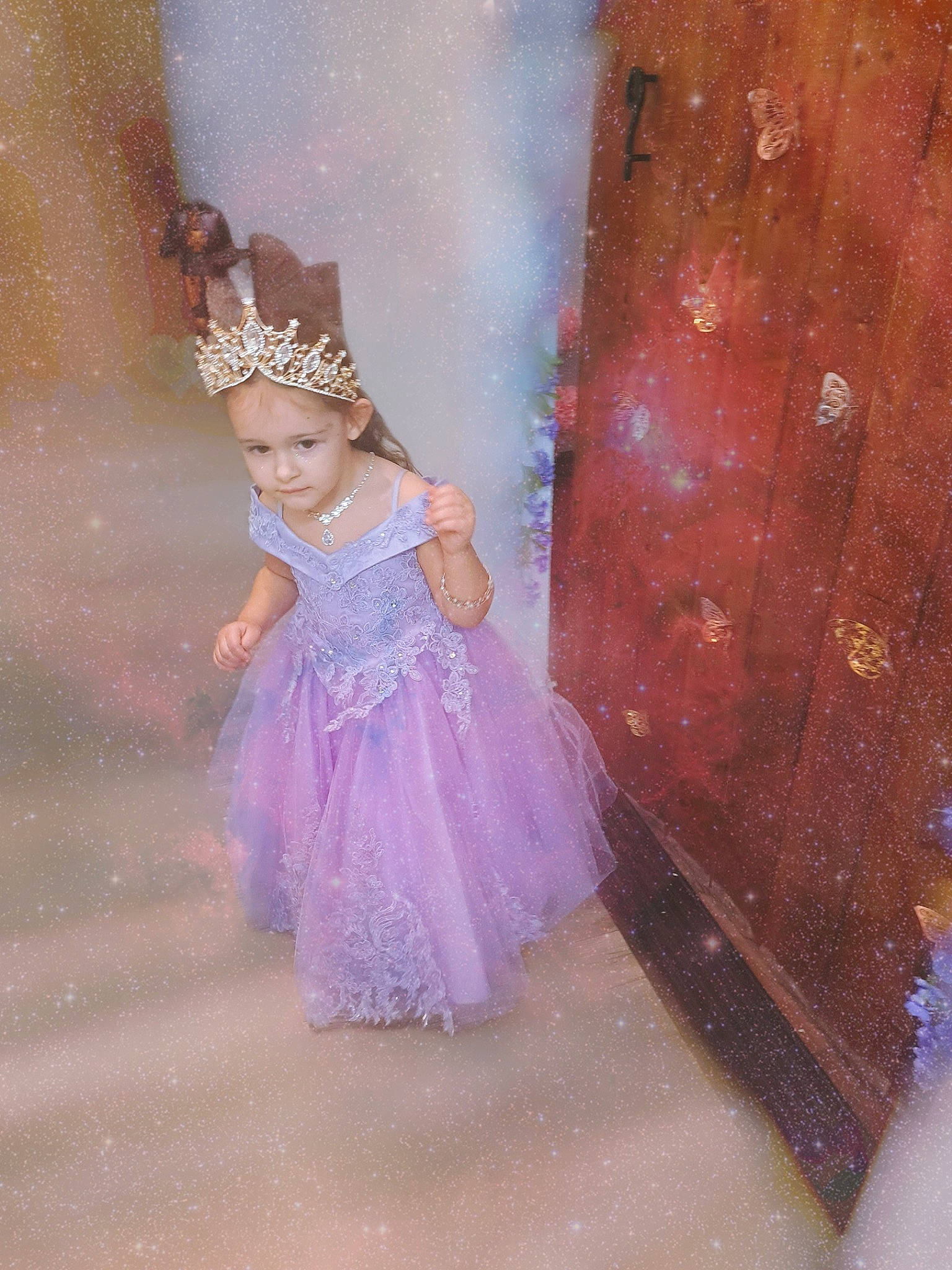 Evelynn joined the competition — help win amazing prizes! art, baby_toddler_clothing, child, doll, dress, embellishment, event, fashion_accessory, fashion_design, fun, hair_accessory, happy, headpiece, magenta, peach, person, pink, purple, textile, toddler