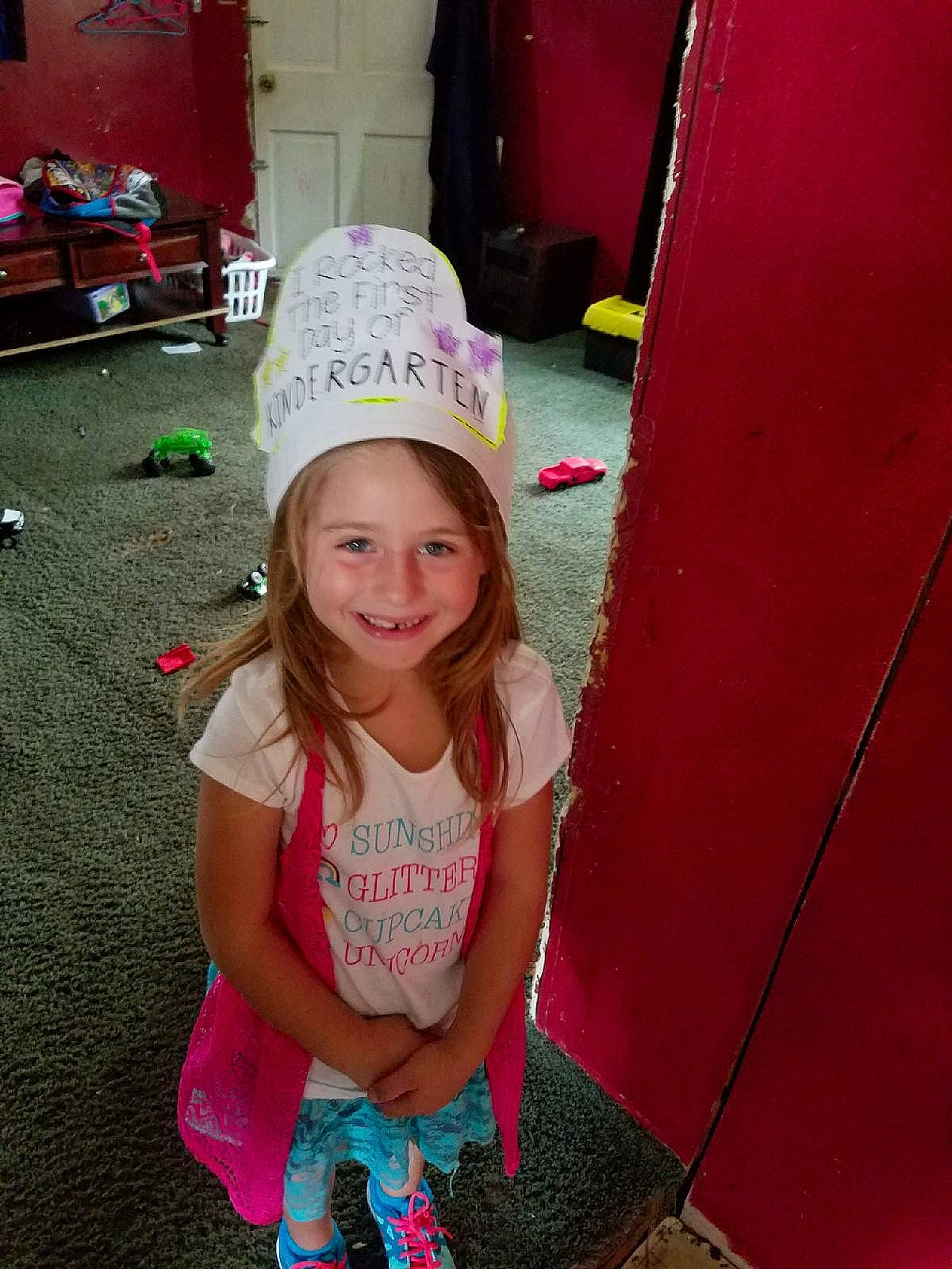 Kali joined the competition — help win amazing prizes! child, fashion_accessory, fun, headgear, headwear, joy, magenta, party_supply, person, pink, play, smile, toddler