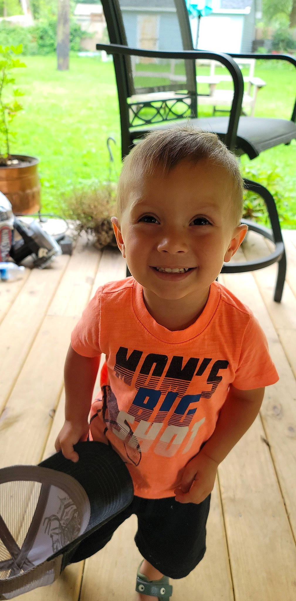 Kayson joined the competition — help win amazing prizes! baby, chair, cheek, child, chin, fun, grass, green, happy, iris, joy, leisure, person, plant, recreation, sitting, skin, smile, t_shirt, toddler