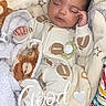 Elias joined the competition — help win amazing prizes! baby, infant, sleeping, portrait, blanket, bedding, pacifier, plush_toy, fox, football, onesie, nursery, cozy, indoors, close_up, face, hands, bed, morning, text_overlay
