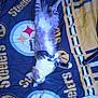 Care Bear joined the competition — help win amazing prizes! animal, bed, blanket, cat, comfort, cozy, feline, fluffy, indoor, lying_down, paw, pet, pittsburgh_steelers, relaxed, resting, sleeping, sports_team, striped, tail, white_fur