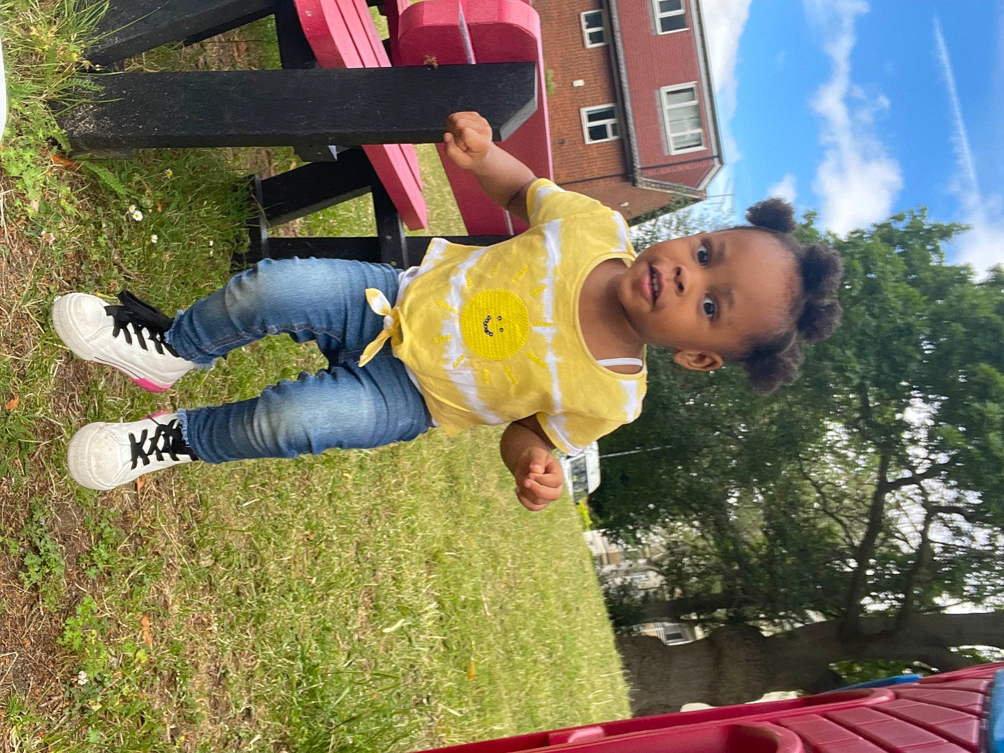 Glorious joined the competition — help win amazing prizes! baby, baby_toddler_clothing, child, city, cloud, fun, grass, happy, leisure, outdoor_play_equipment, people_in_nature, person, play, playground, recreation, sky, smile, t_shirt, toddler, tree