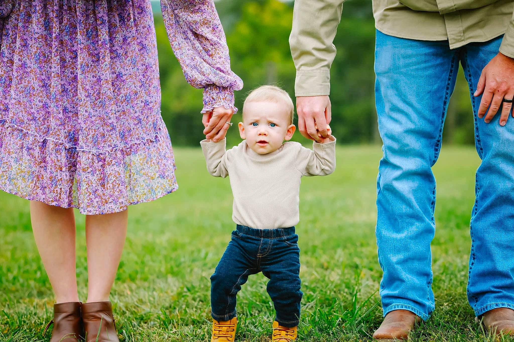 Kayce joined the competition — help win amazing prizes! blue, dress, gesture, grass, green, hand, happy, human_body, interaction, jeans, leg, nature, outerwear, people_in_nature, person, photograph, plant, shoe, standing, waist