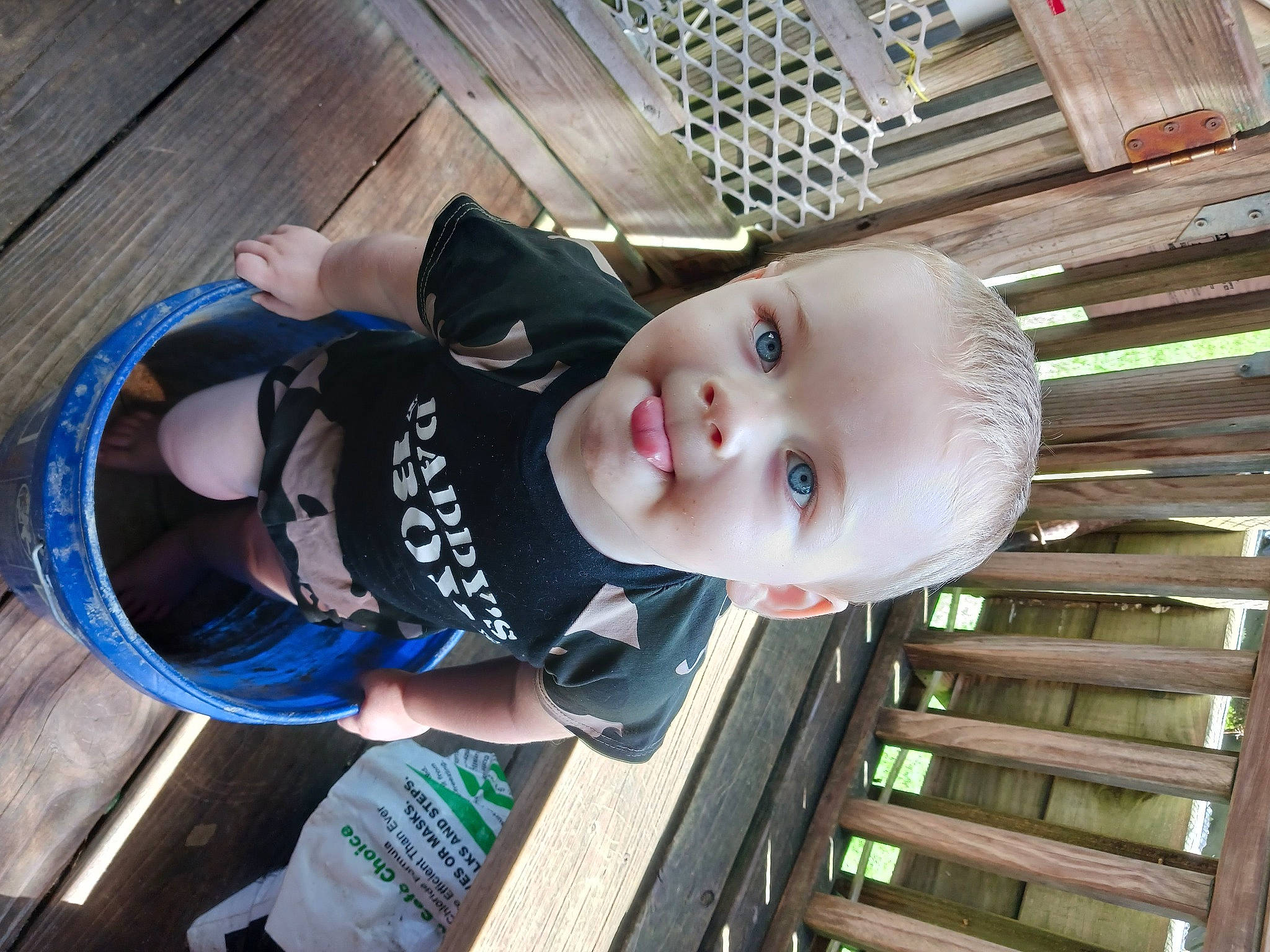 Joshua Hall Jr joined the competition — help win amazing prizes! baby, baby_products, baby_safety, baby_toddler_clothing, child, electric_blue, fun, hat, mammal, pattern, person, sitting, smile, t_shirt, toddler, wood