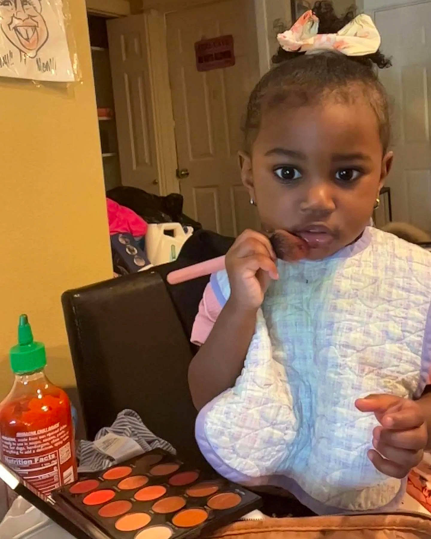 Brielle is registered to the contest to win money with this photo: baking, chair, child, comfort_food, cooking, door, ear, eating, eyelash, finger, fun, jewellery, junk_food, person, plastic_bottle, play, room, sitting, sweetness, tableware