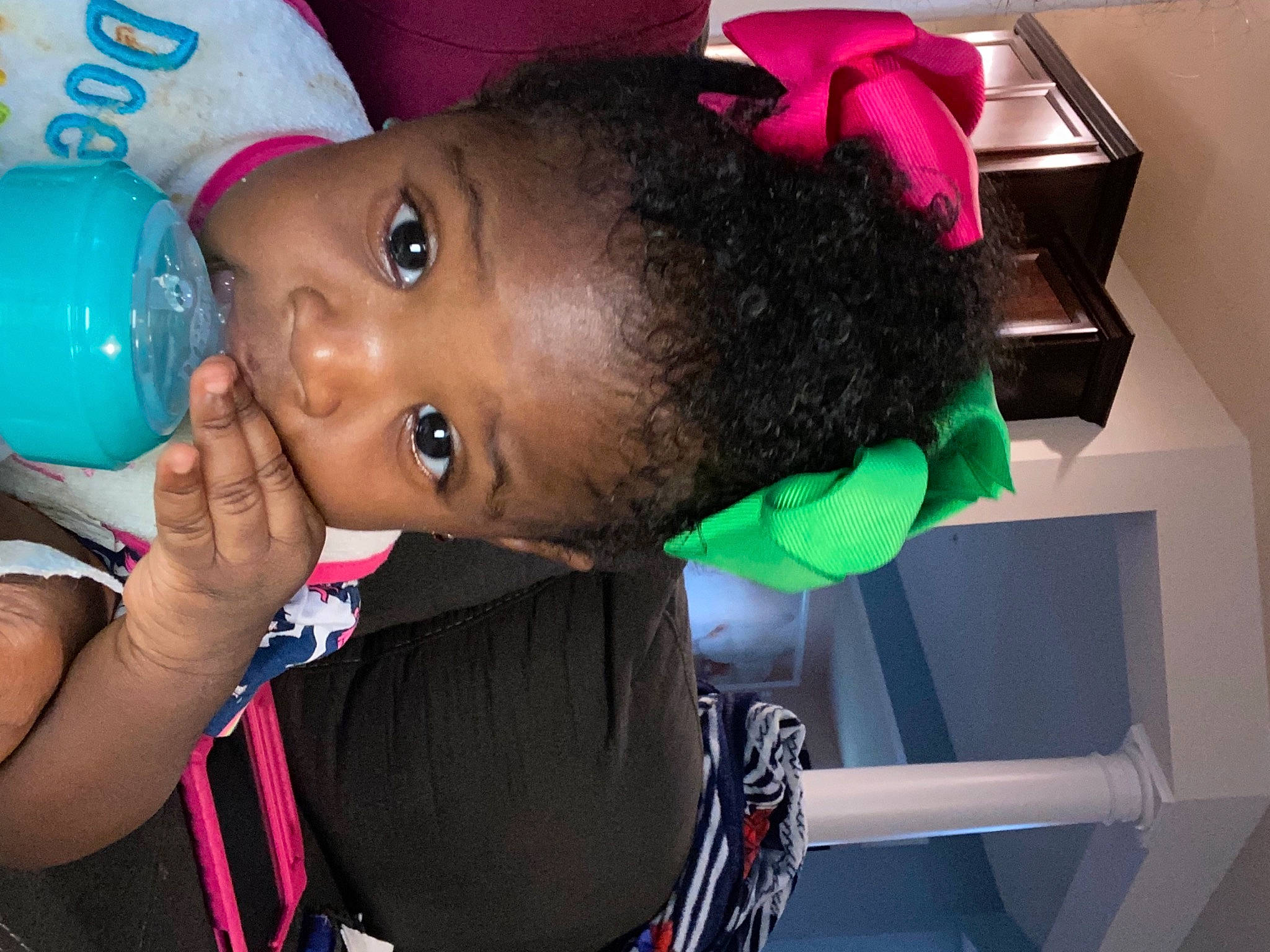 Bailey joined the competition — help win amazing prizes! balloon, cheek, child, event, fun, happy, magenta, party_supply, person, plastic_bottle, room, t_shirt, toddler