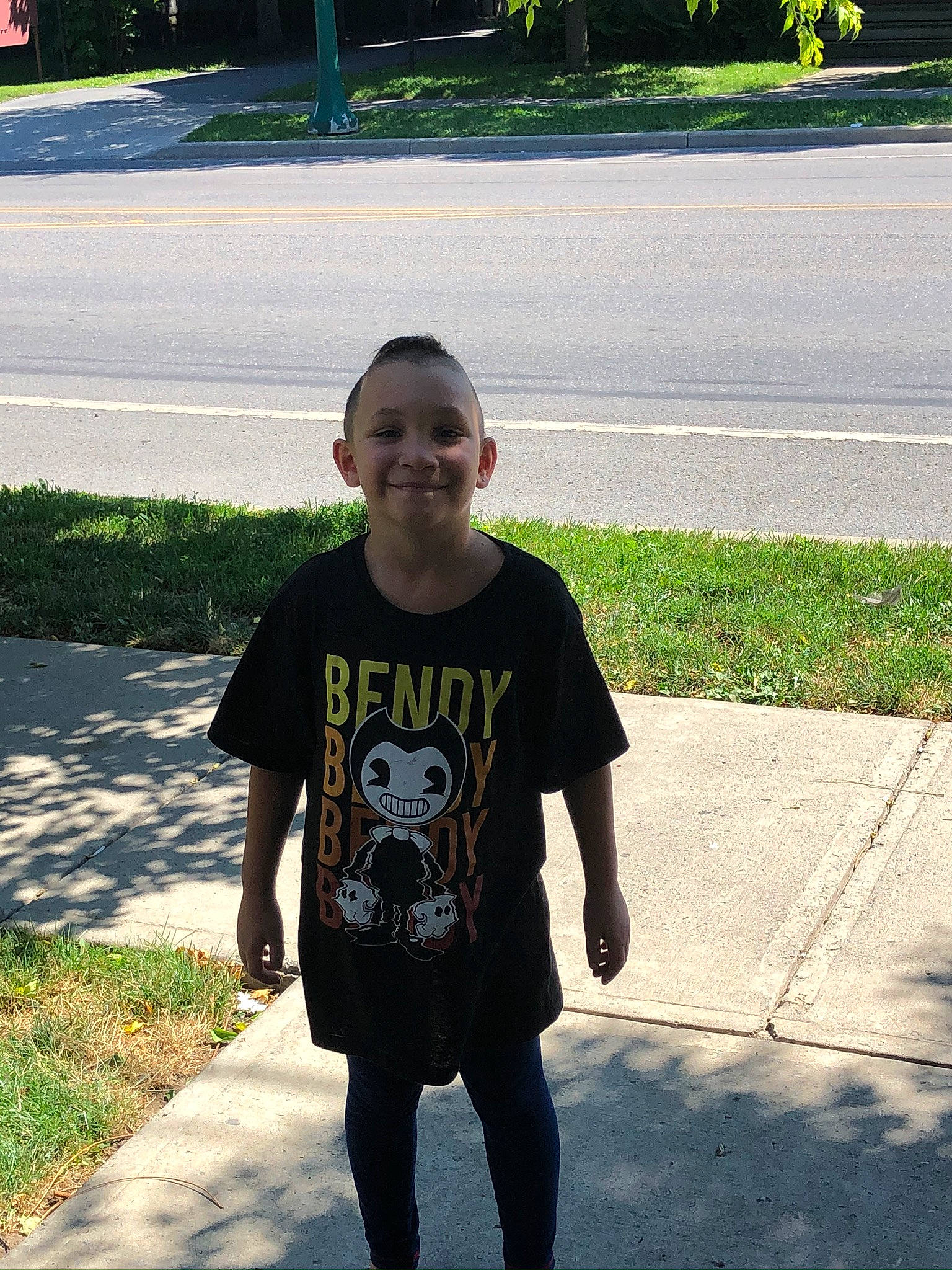 Halen joined the competition — help win amazing prizes! asphalt, cool, denim, electric_blue, eyewear, fun, grass, happy, joy, leisure, person, plant, road, road_surface, sidewalk, sleeve, smile, sportswear, street_fashion, t_shirt