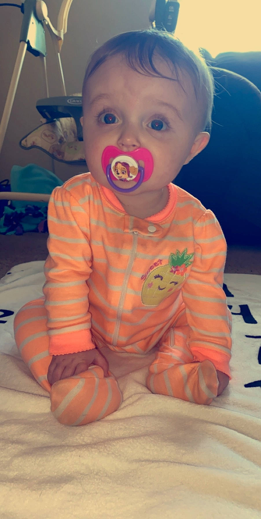 Raelynn joined the competition — help win amazing prizes! baby, cheek, child, eye, face, facial_expression, fun, head, joy, mouth, nose, person, play, skin, smile, toddler, tummy_time
