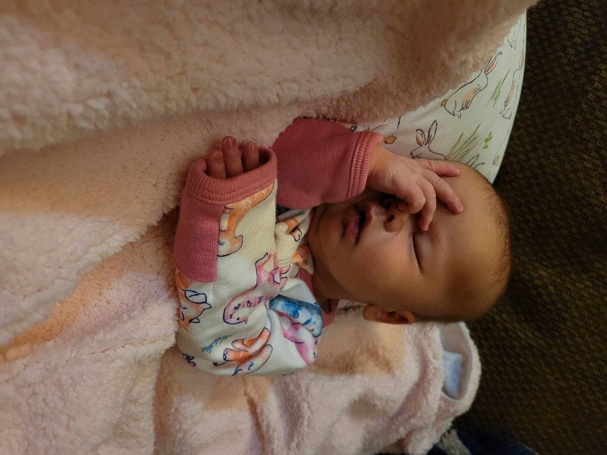 Vivian is registered to the contest to win money with this photo: abdomen, baby, baby_products, baby_sleeping, baby_toddler_clothing, bedtime, cheek, child, comfort, eyelash, leg, linens, nail, person, room, skin, sleeve, toddler, toy, wood