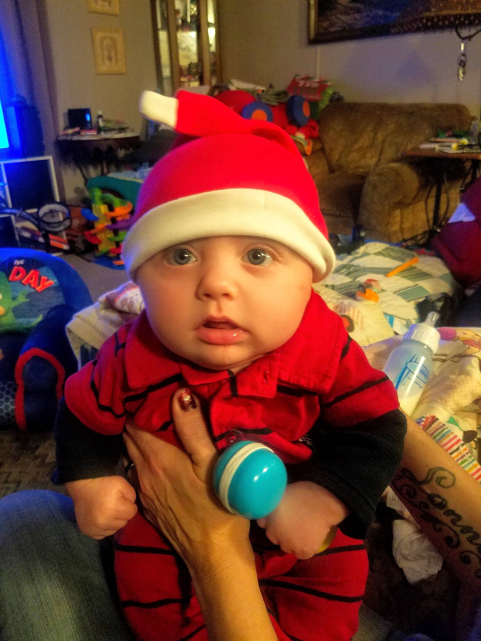 Bowie joined the competition — help win amazing prizes! child, christmas, cool, day, fun, headgear, headwear, holiday, infant, person, product, skin, smile, toddler, toy