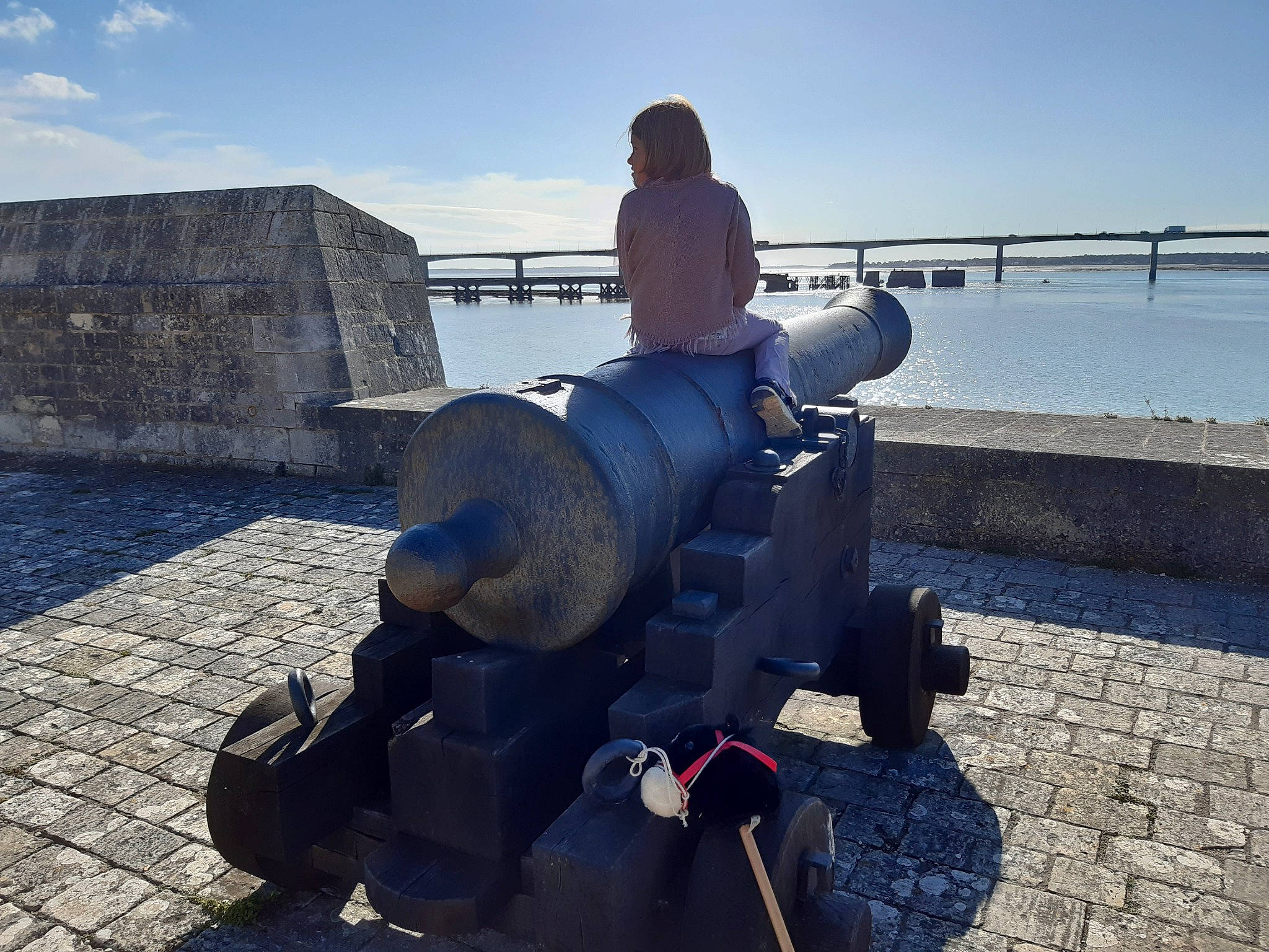 Gaëtane participe au concours pour gagner de l'argent avec cette photo : cannon, cobblestone, guard_rail, person