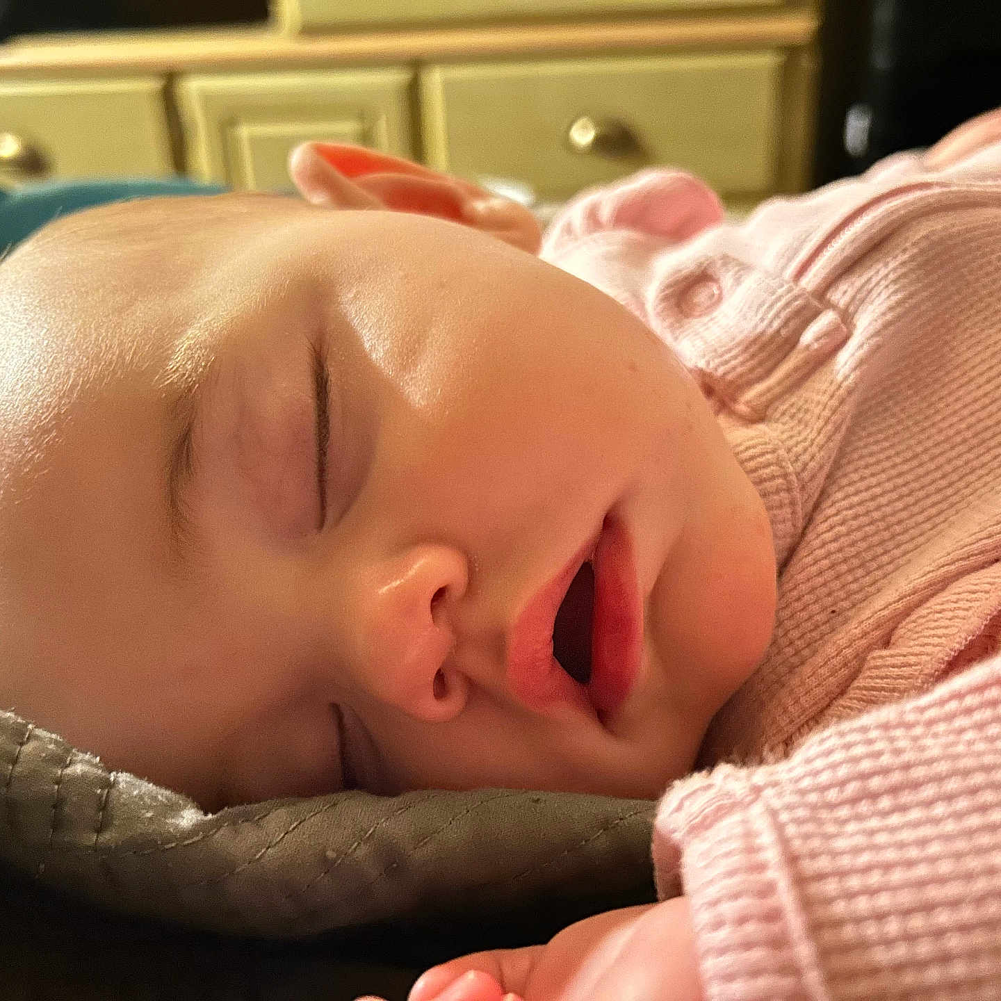 Nakyshia joined the competition — help win amazing prizes! baby, blanket, child, closeup, cozy, face, furniture, hand, head, home, indoor, infant, mouth_open, peaceful, pink_sweater, portrait, relaxation, skin, sleeping, soft_light