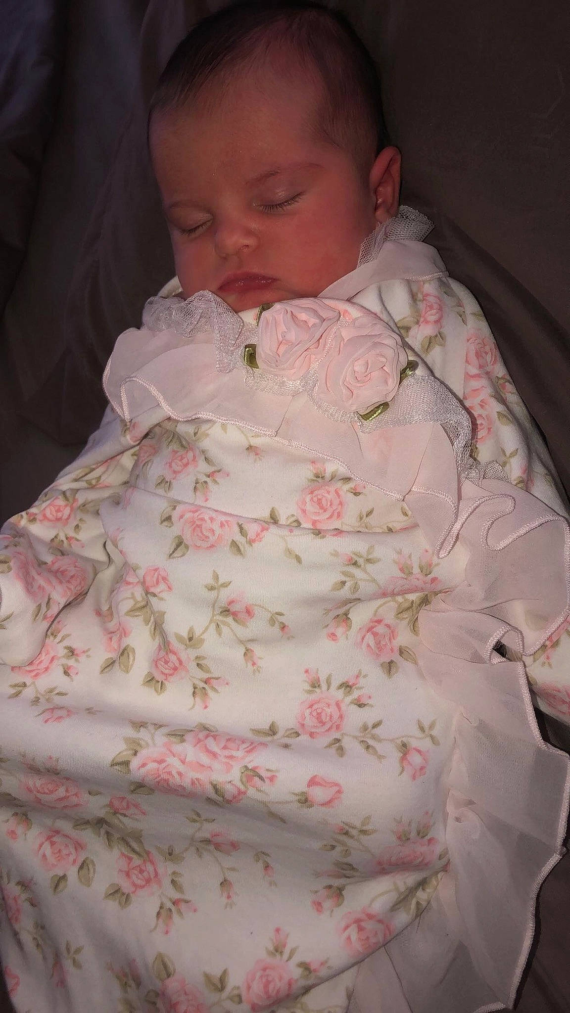 Abrielle is registered to the contest to win money with this photo: baby, baby_products, cheek, child, dress, furniture, infant_bed, linens, person, pink, product, textile, toddler