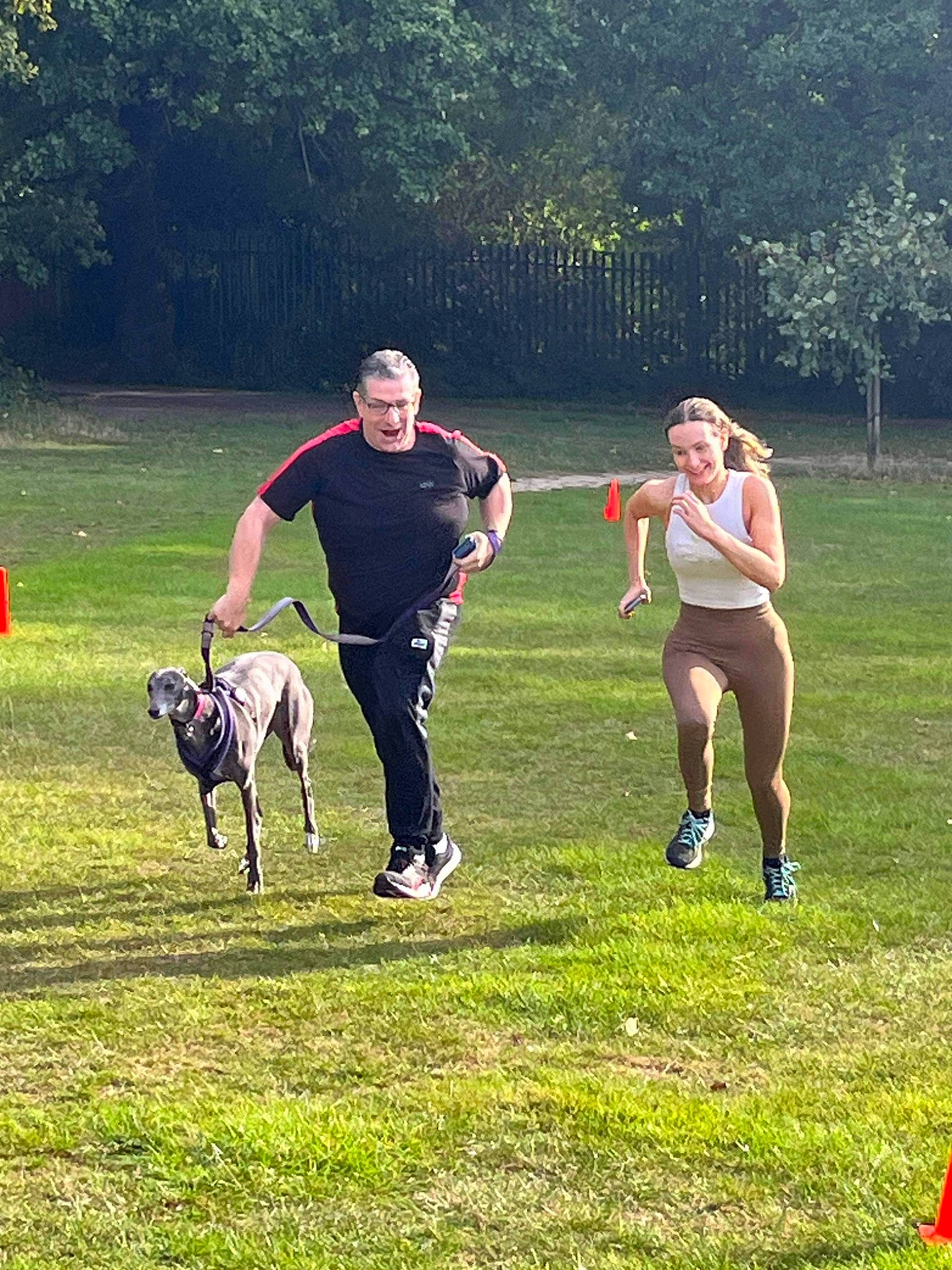 Libby joined the competition — help win amazing prizes! animal_sports, carnivore, companion_dog, dog, dog_breed, dog_sports, fun, grass, grassland, lawn, leisure, mammal, meadow, people_in_nature, plant, recreation, smile, sports, tree, vertebrate