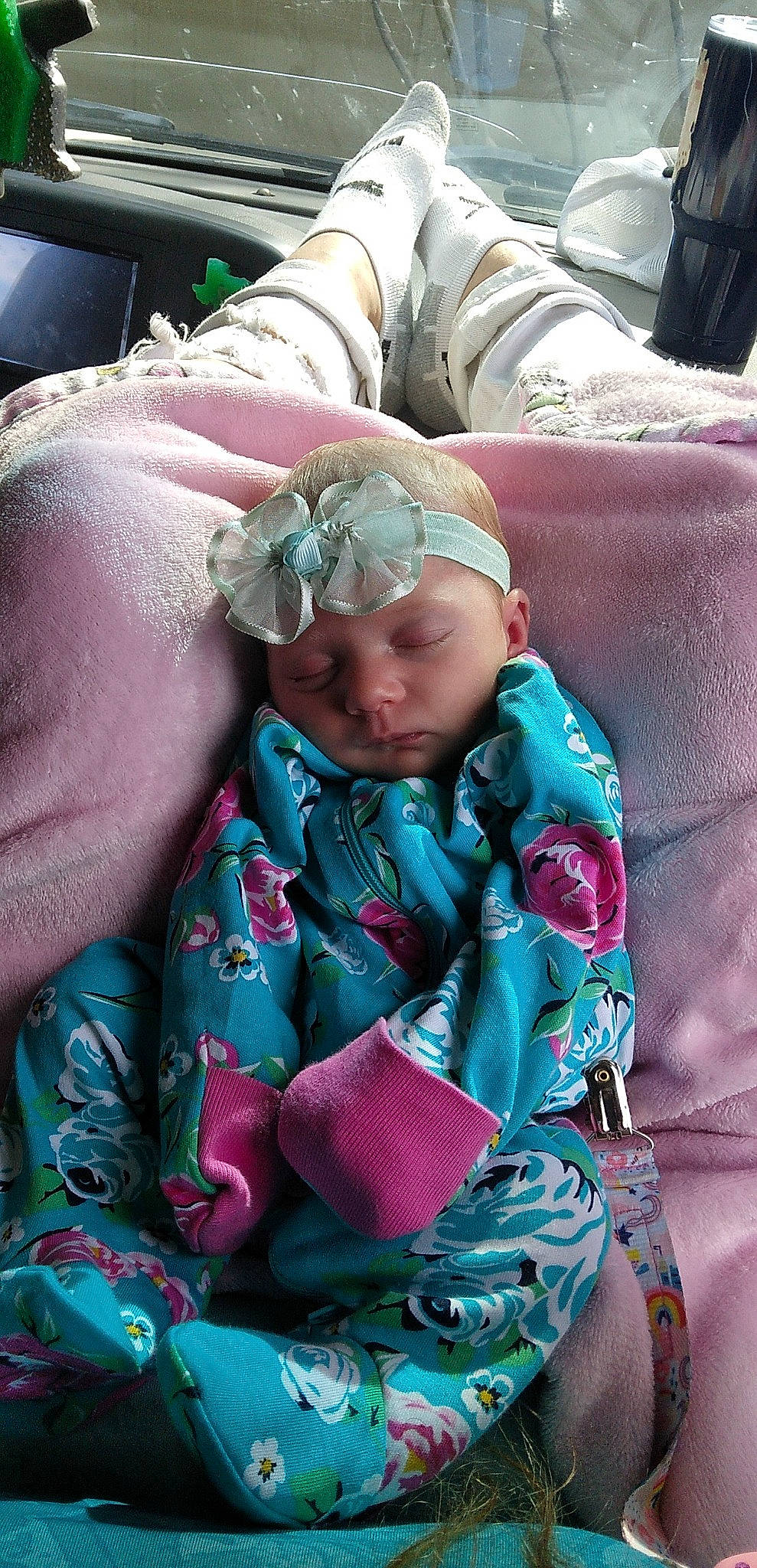 Adaleigh is registered to the contest to win money with this photo: baby, baby_products, baby_toddler_clothing, child, comfort, headwear, linens, magenta, nap, pattern, person, pink, purple, sitting, sleep, sleeve, textile, toddler, vacation, winter