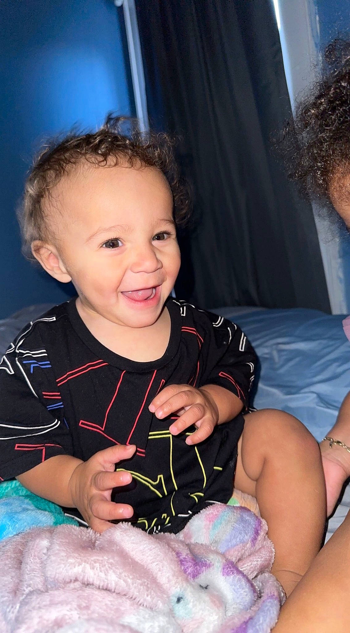 Aziel joined the competition — help win amazing prizes! baby_toddler_clothing, black, blue, cheek, chin, dress, eye, eyebrow, facial_expression, flash_photography, human, human_body, iris, joy, lip, mouth, nose, organ, person, skin