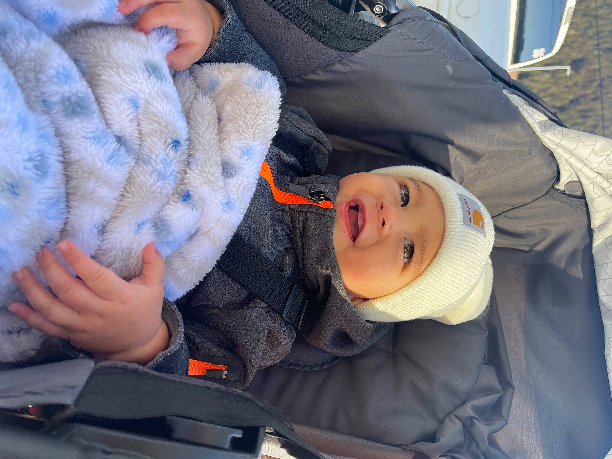 Zakai joined the competition — help win amazing prizes! auto_part, baby, baby_carriage, baby_in_car_seat, baby_products, baby_safety, baby_toddler_clothing, car_seat, child, comfort, family_car, gesture, headwear, luxury_vehicle, nap, person, sleep, smile, toddler, tree