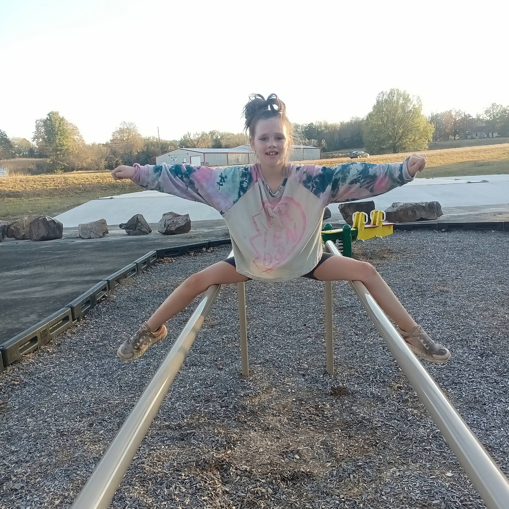 Alayna joined the competition — help win amazing prizes! asphalt, balance, eyewear, fun, grass, happy, joy, landscape, leisure, metal, people_in_nature, person, physical_fitness, recreation, road, sky, smile, soil, symmetry, travel