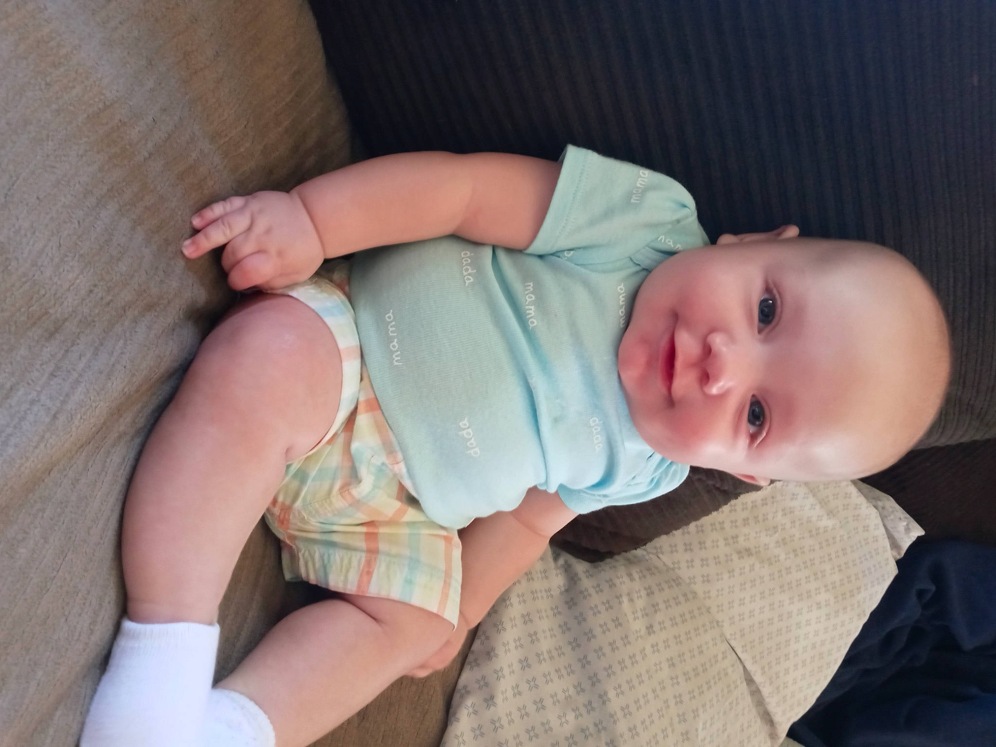 Joshua joined the competition — help win amazing prizes! baby, baby_toddler_clothing, cheek, comfort, eye, facial_expression, finger, hand, human_body, joint, joy, knee, leg, person, pink, product, skin, sleeve, sock, textile