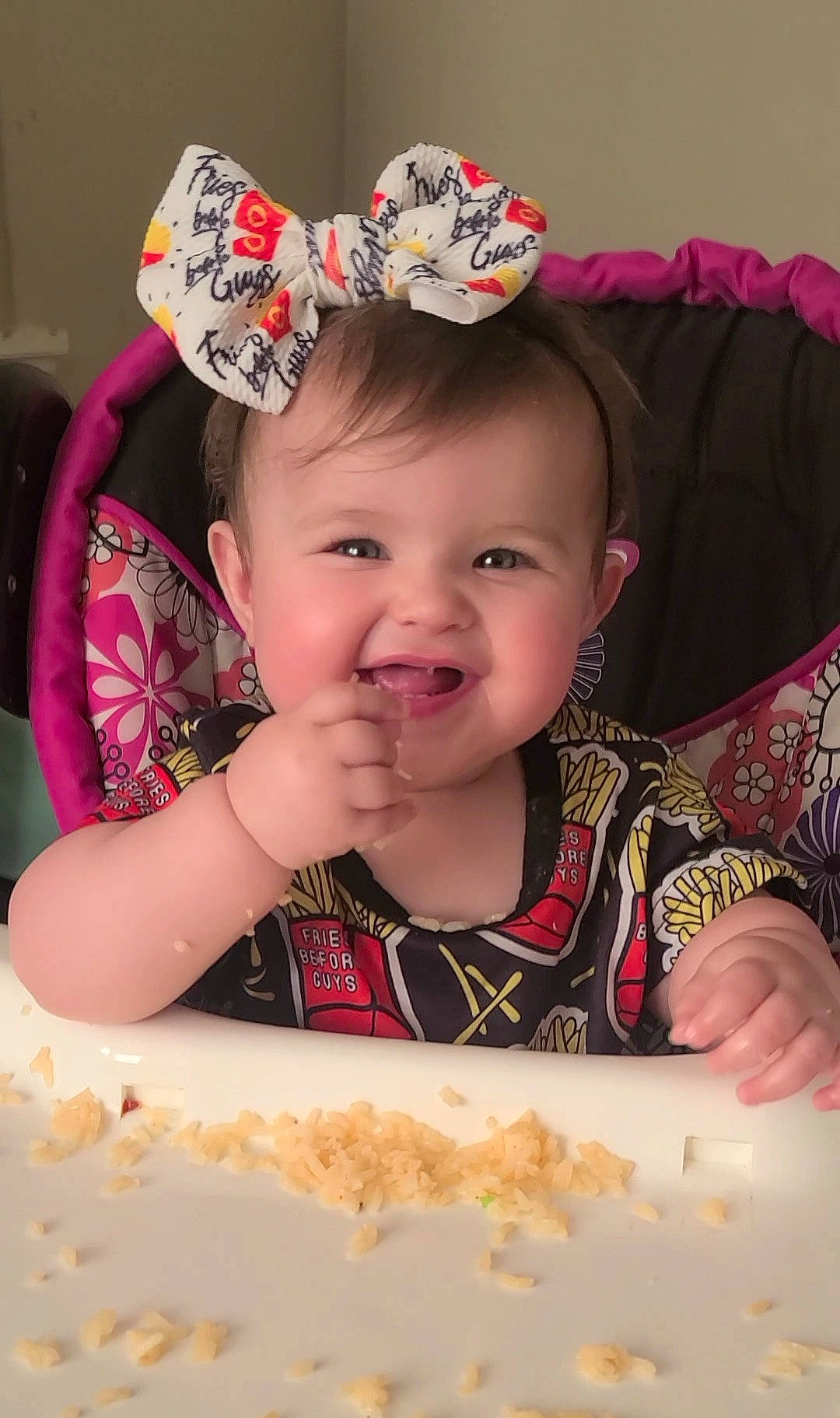 Leia is registered to the contest to win money with this photo: baby, baby_toddler_clothing, birthday, cake, cheek, child, chin, clothing, dress, event, face, food, happy, headgear, joy, lip, person, pink, skin, smile