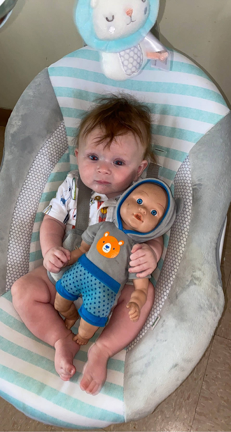 Sora joined the competition — help win amazing prizes! baby, baby_carriage, baby_products, baby_toddler_clothing, cheek, child, comfort, eye, face, hand, head, linens, person, room, sitting, skin, stuffed_toy, textile, toddler, toy