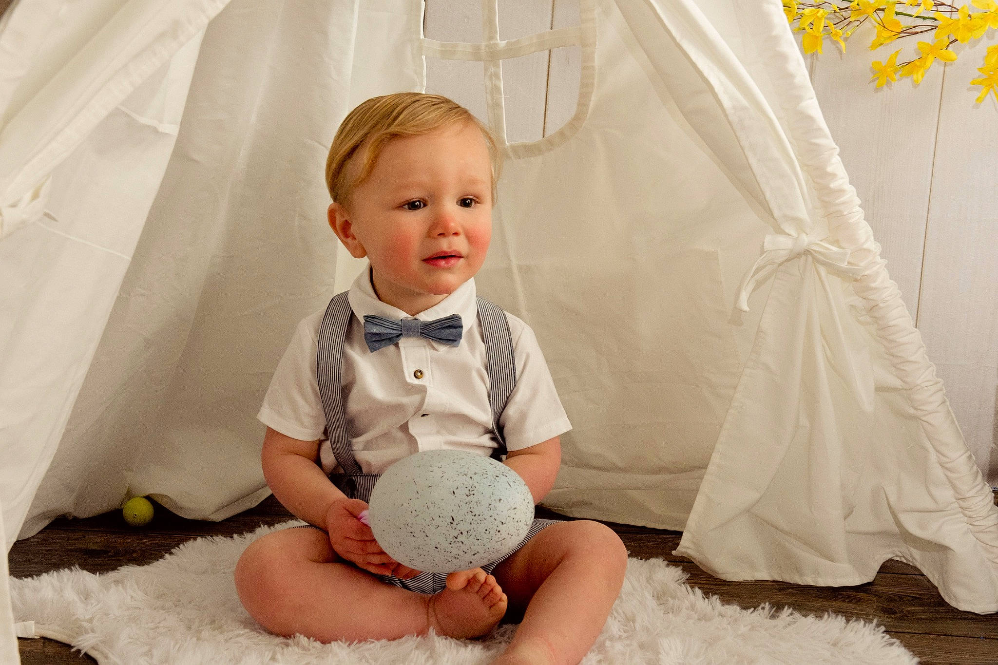 James joined the competition — help win amazing prizes! baby, baby_toddler_clothing, ball, bridal_accessory, child, comfort, dress, event, facial_expression, flooring, fun, happy, people, person, photograph, product, sleeve, smile, textile, toddler