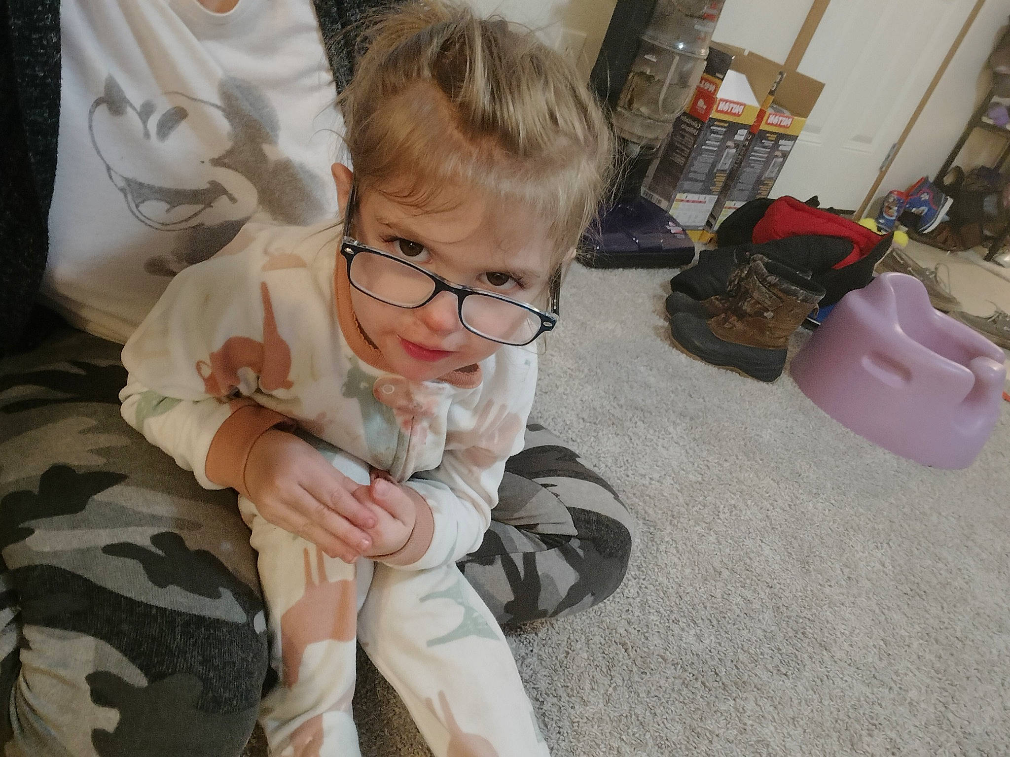 Brielle joined the competition — help win amazing prizes! chair, child, comfort, eyewear, finger, flooring, foot, fun, fur, glasses, linens, mammal, pattern, person, room, sitting, sunglasses, textile, toddler, vertebrate