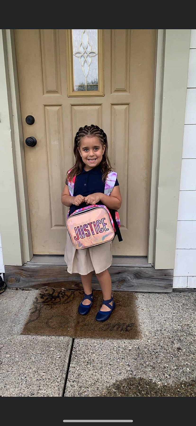 Jazlyn joined the competition — help win amazing prizes! baby_toddler_clothing, blond, child, door, dress, electric_blue, fun, hairstyle, happy, head, human_leg, joy, knee, person, shorts, shoulder, sleeve, smile, sneakers, t_shirt