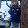 boots, casual_clothing, child, cloudy_sky, curious, daylight, grass, green, handrail, hoodie, nature, outdoor, person, play_structure, playground, residential, shoes, standing, toddler, wood