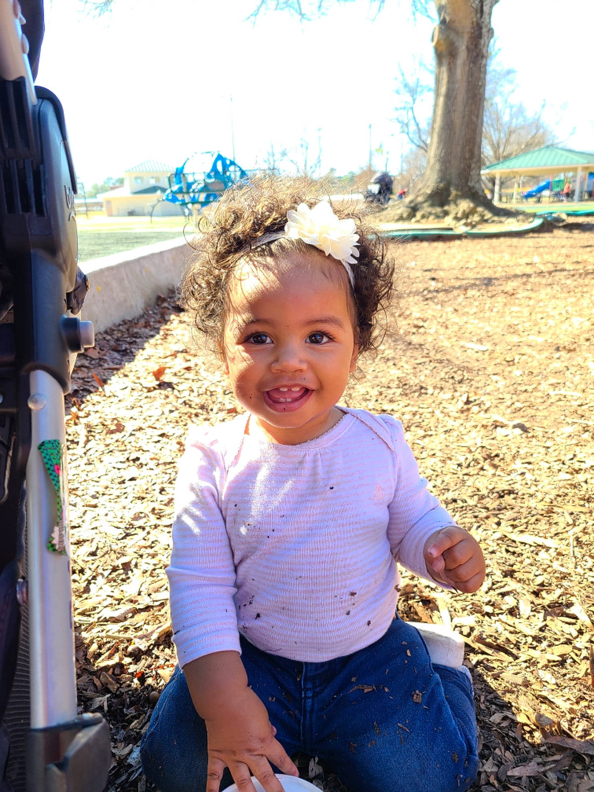 Naiomi joined the competition — help win amazing prizes! child, fun, grass, hairstyle, happy, human, jeans, joy, leaf, leisure, mammal, people_in_nature, person, plant, recreation, sitting, smile, spring, summer, toddler