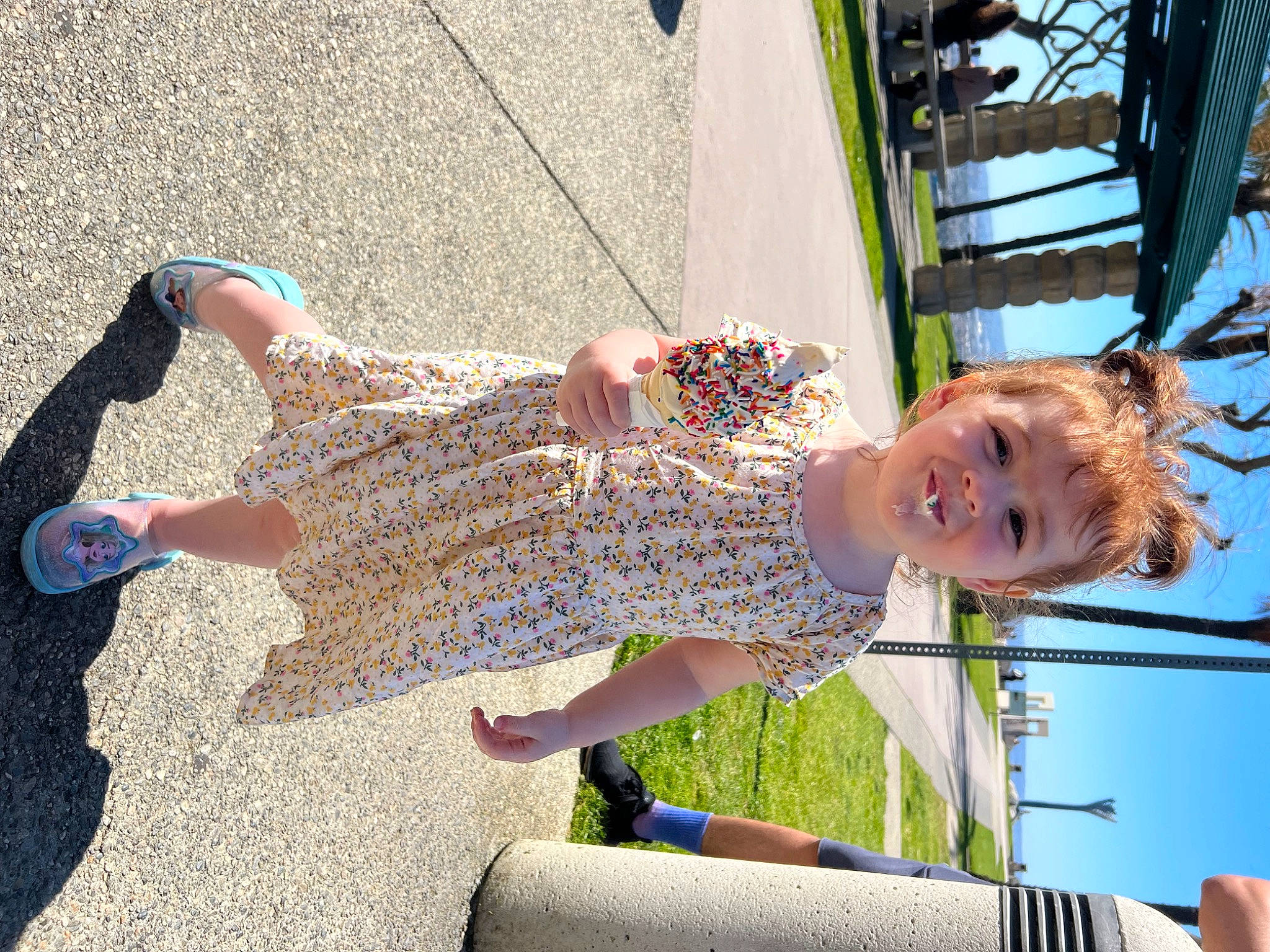 Serana joined the competition — help win amazing prizes! barefoot, child, city, foot, fun, grass, happy, human_leg, leisure, pattern, people_in_nature, person, play, public_space, recreation, sky, smile, summer, thigh, toddler