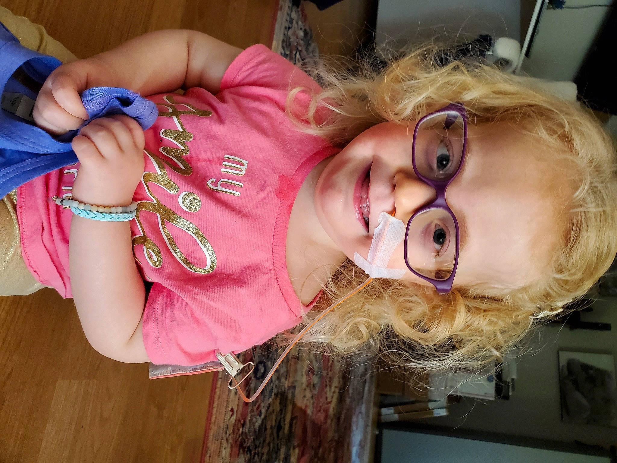 Lillie joined the competition — help win amazing prizes! child, ear, fun, glasses, joy, mouth, person, pink