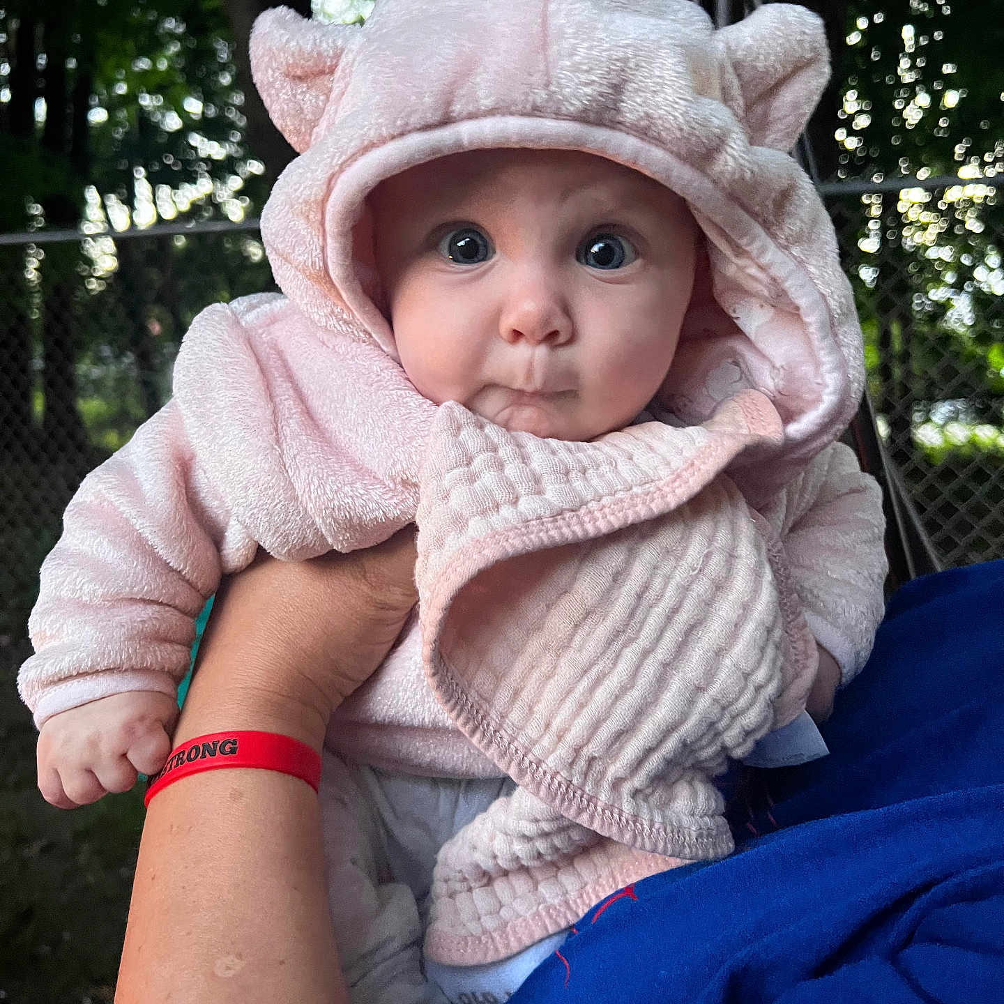 Harper is registered to the contest to win money with this photo: accessories, baby, bonnet, bracelet, cap, clothing, coat, face, hat, head, hood, hoodie, jewelry, knitwear, pants, person, photography, portrait, sweater, sweatshirt