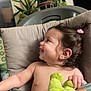 Aaliyah participe au concours pour gagner de l'argent avec cette photo : baby, child, childhood, cute, expression, furniture, hair_tie, happy, high_chair, home, houseplant, indoor, person, plush_toy, portrait, seat, skin, smiling, toddler, toy
