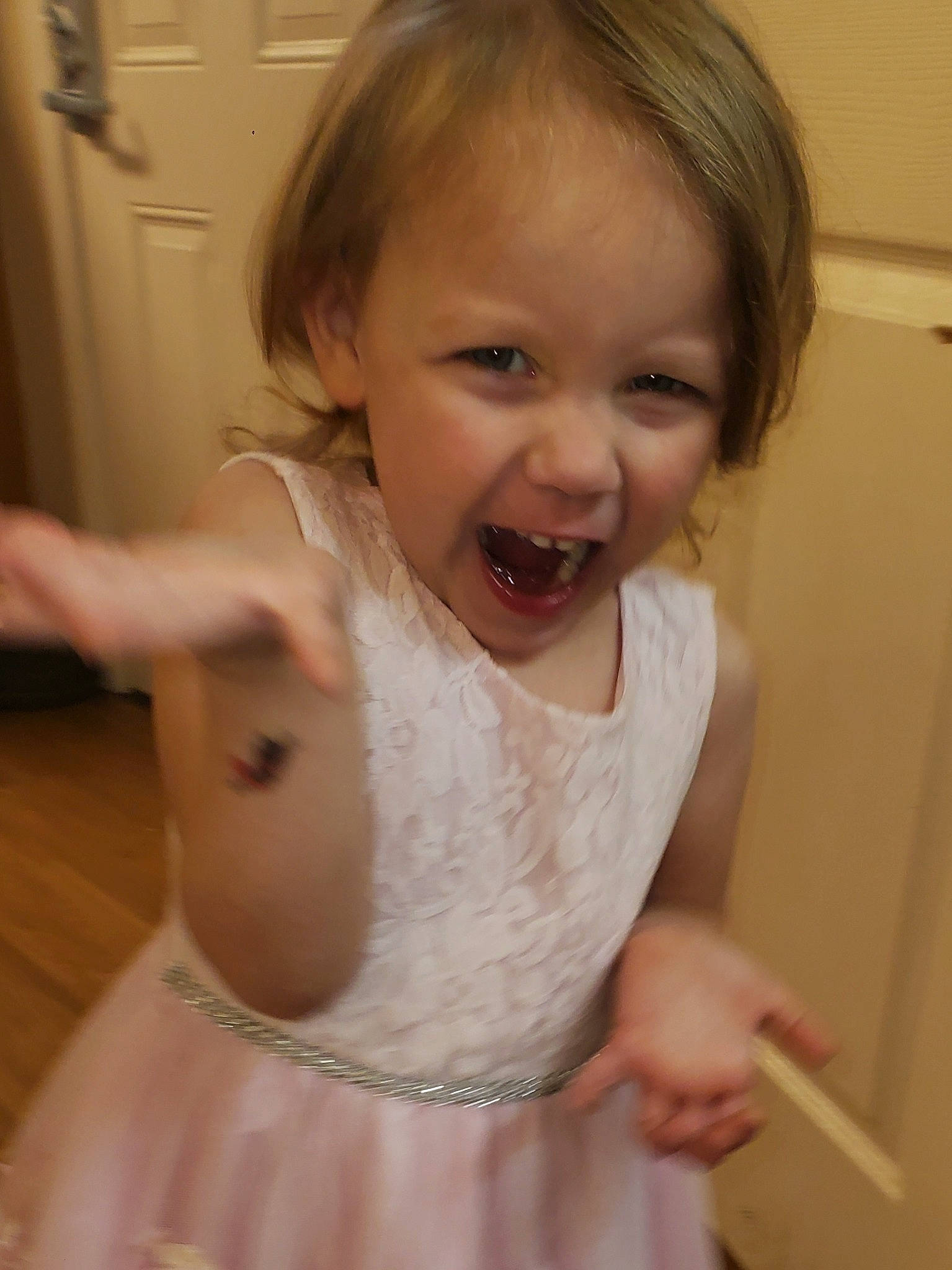 Novalee joined the competition — help win amazing prizes! baby_toddler_clothing, cheek, dress, ear, eyelash, finger, gesture, happy, human_body, iris, jaw, lip, neck, nose, person, shoulder, skin, sleeve, smile, toddler