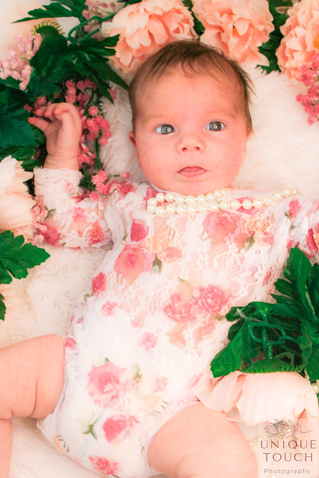 Lillyanna joined the competition — help win amazing prizes! artificial_flower, baby, baby_toddler_clothing, cheek, child, costume_accessory, creative_arts, cut_flowers, day_dress, dress, embellishment, hair_accessory, human, mouth, peach, person, petal, pink, rose, skin