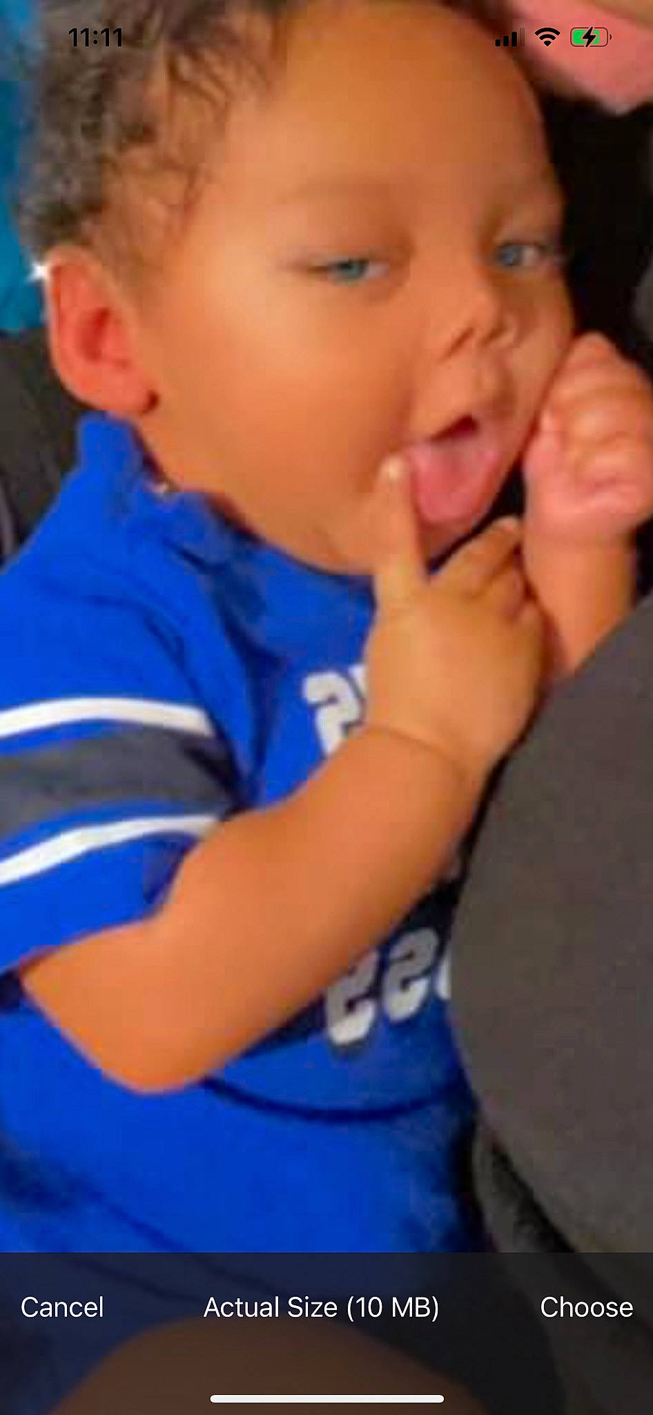 Giovanni is registered to the contest to win money with this photo: baby, baby_toddler_clothing, blue, cheek, chin, ear, elbow, eyebrow, eyelash, finger, forehead, gesture, hand, happy, mouth, neck, nose, person, sleeve, thumb