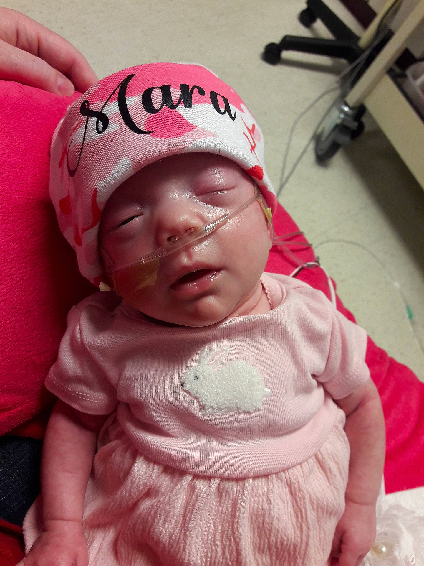 Mara joined the competition — help win amazing prizes! beanie, cap, cheek, child, girl, head, headgear, headwear, infant, person, pink, product, skin, textile, toddler