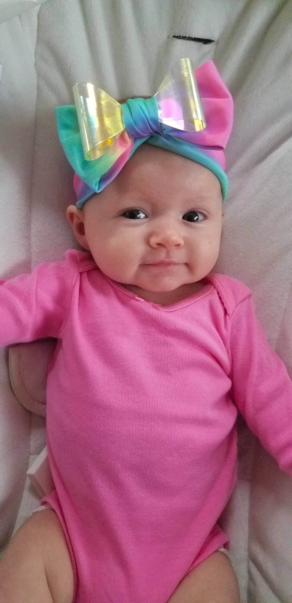 Zaylia joined the competition — help win amazing prizes! baby, baby_products, baby_toddler_clothing, child, clothing, hair_accessory, headgear, magenta, person, pink, product, toddler