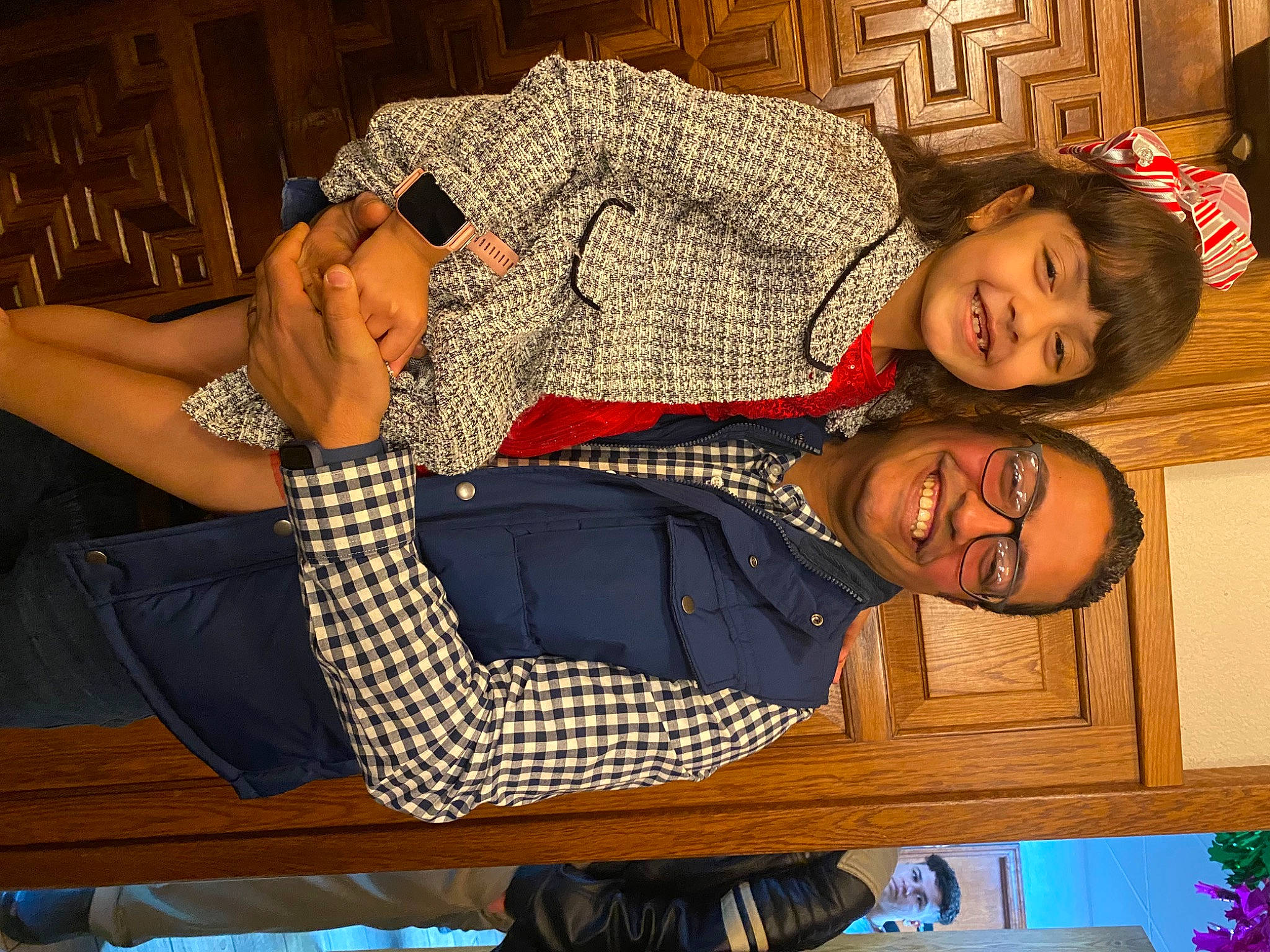 Natalie joined the competition — help win amazing prizes! comfort, event, eyewear, fun, happy, human_leg, joy, leisure, nail, pattern, person, plaid, room, sitting, smile, table, tableware, tartan, textile, thigh