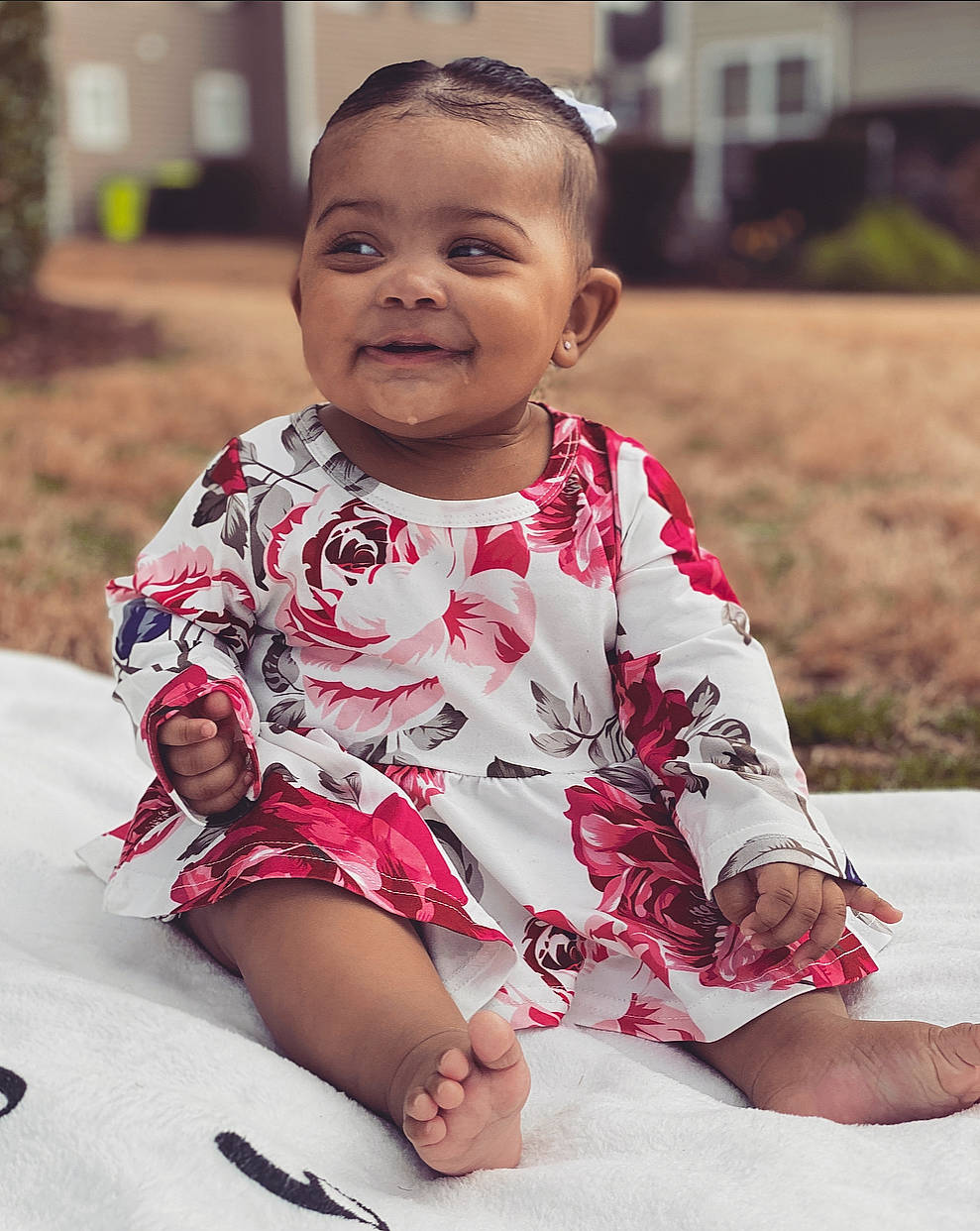 Tylah joined the competition — help win amazing prizes! baby_toddler_clothing, child, chin, dress, eye, face, flash_photography, grass, hairstyle, happy, iris, joy, leisure, lip, person, plant, shoulder, skin, sleeve, smile