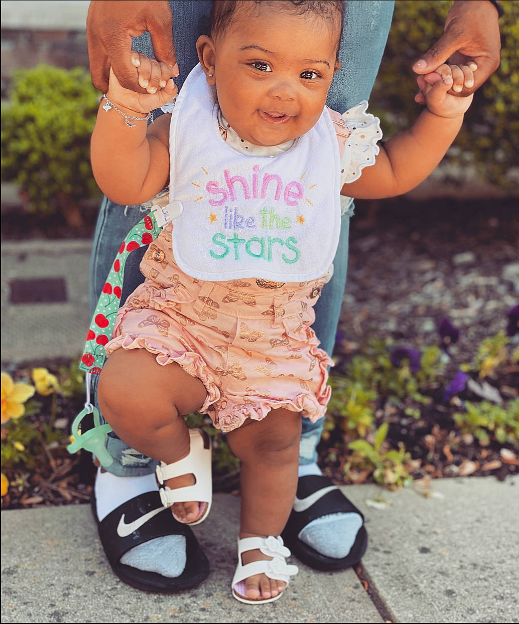 Tylah joined the competition — help win amazing prizes! arm, baby_toddler_clothing, face, facial_expression, finger, fun, grass, hairstyle, hand, happy, leg, organ, people_in_nature, person, photograph, pink, plant, shorts, skin, sleeve