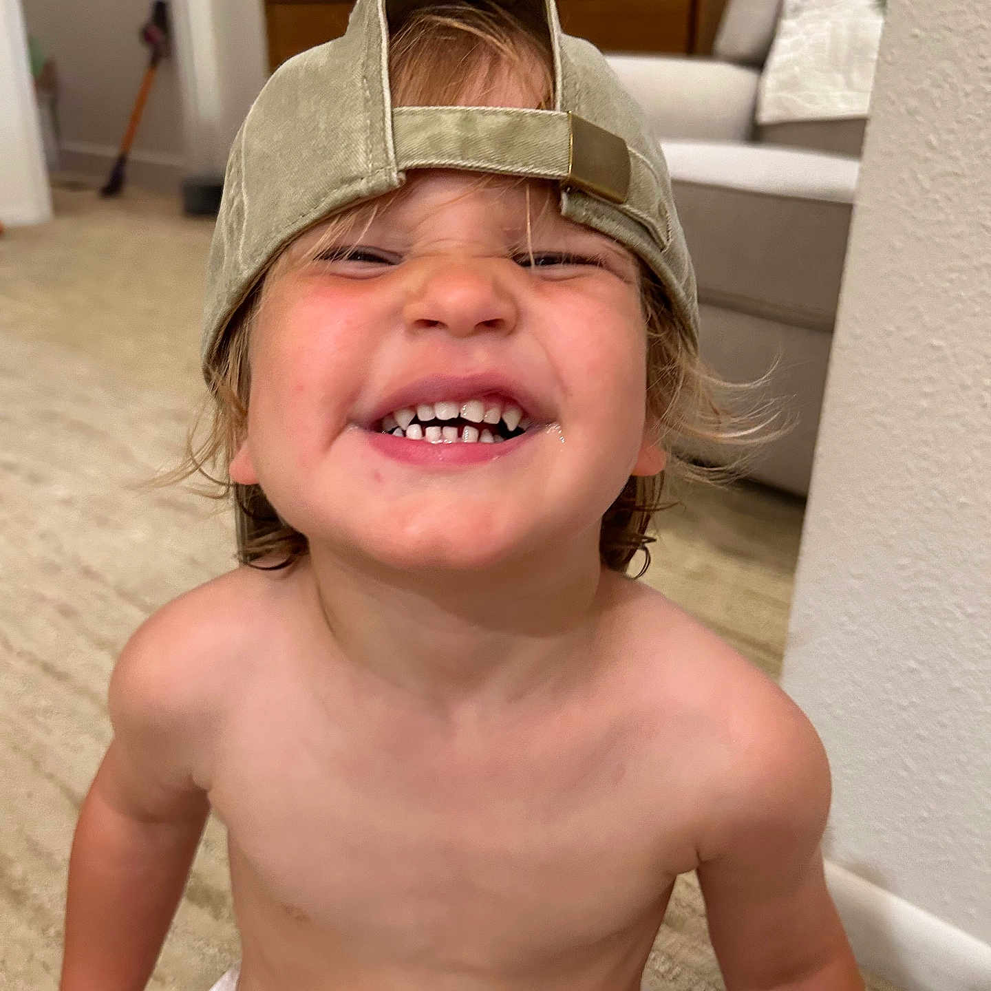 Jonah is registered to the contest to win money with this photo: baby, babylaughing, baseballcap, bodypart, cap, clothing, crying, diaper, face, happy, hat, head, laughing, mouth, person, photography, portrait, sad, smile, teeth